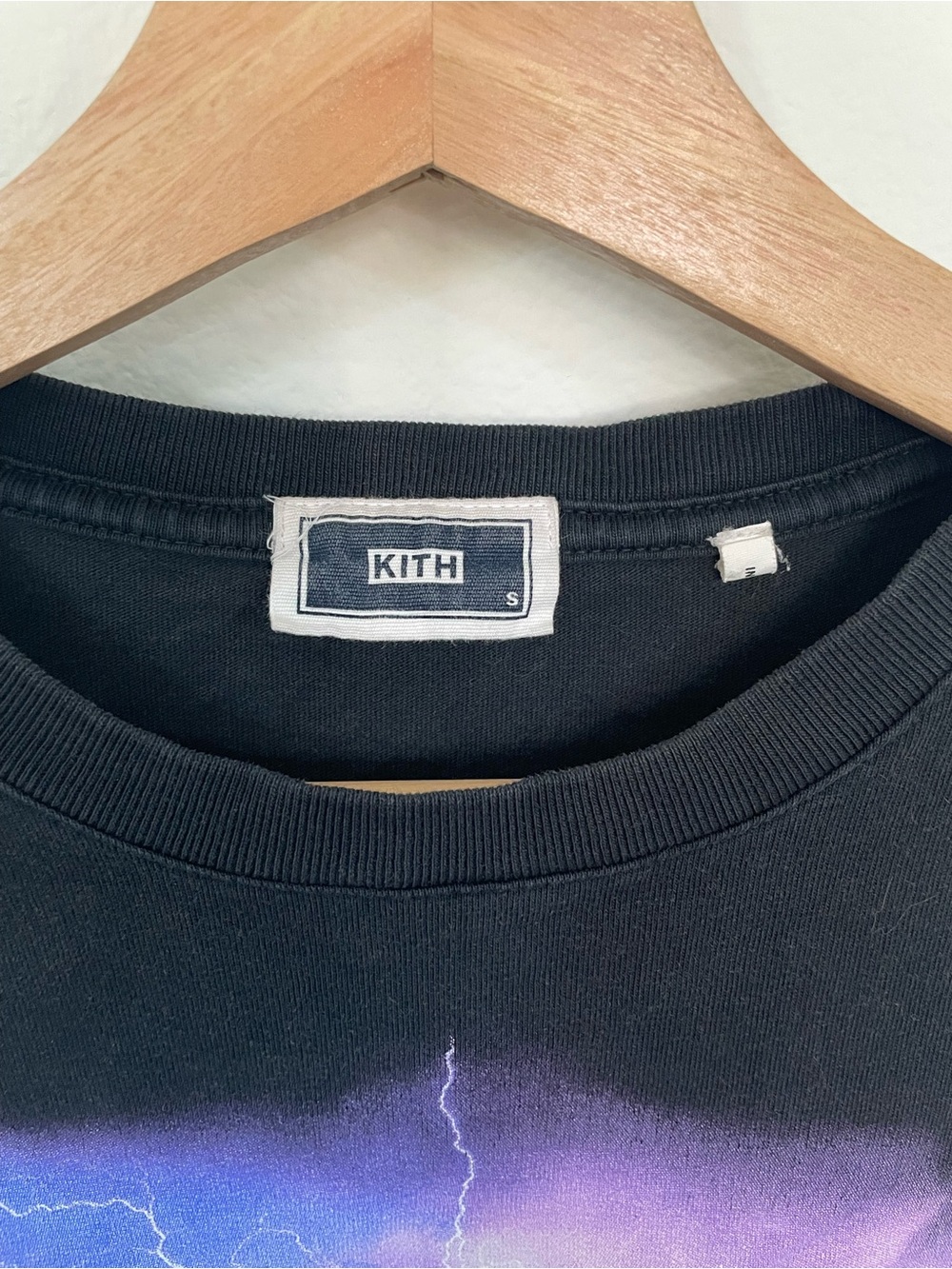 Kith Black Short-Sleeve Tee with Purple Lightning Cloud Graphic - Picture 2 of 3